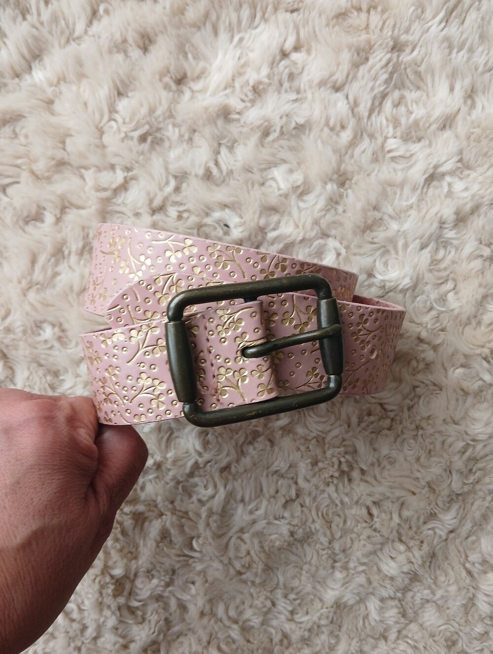 💎 GAP Women's Belt Pink Floral Embossed Leather